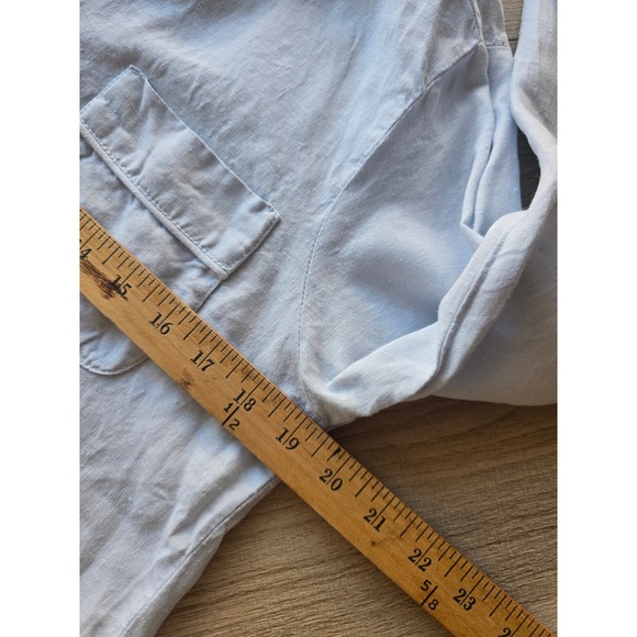 S&L Women's Linen Button-Up Shirt Size S Light Blue Long Sleeve - Picture 6 of 10